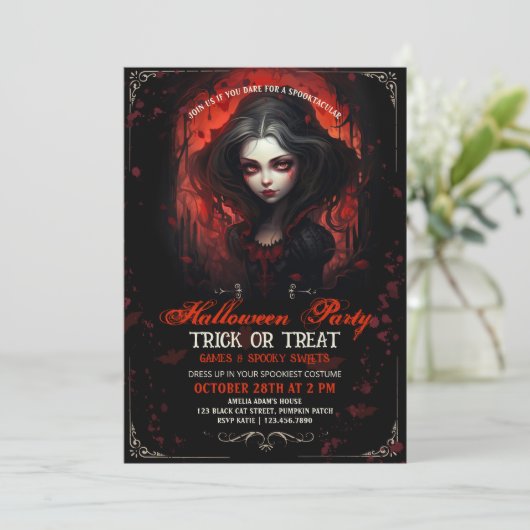 Invitation Goth Vampire fille Halloween (Debout devant)
