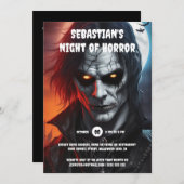 Invitation Goth vampire homme yeux brillant halloween parti (Devant / Derrière)