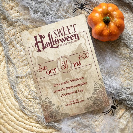 Invitation Goth vintage brun adulte doux halloween fête