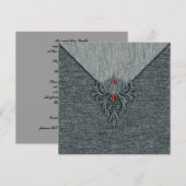 Invitation Goth Vintage Damask Rouge Jewel (Devant / Derrière)