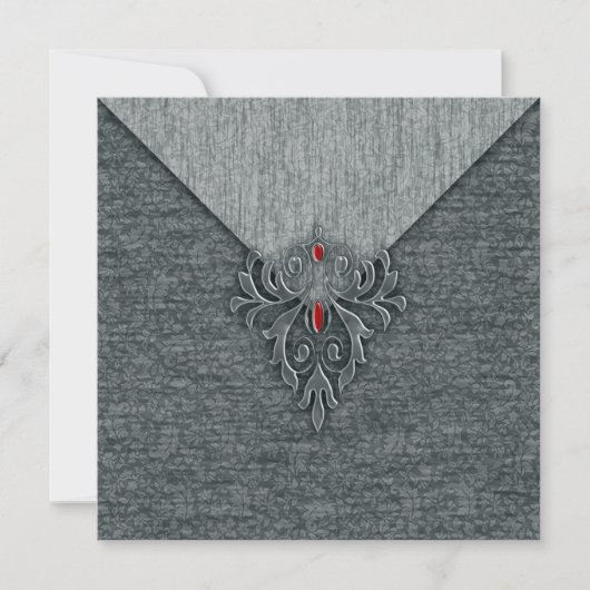 Invitation Goth Vintage Damask Rouge Jewel (Devant)