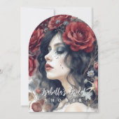 Invitation Gothic Attractive Girl Romantic Red Roses Bridal (Devant)