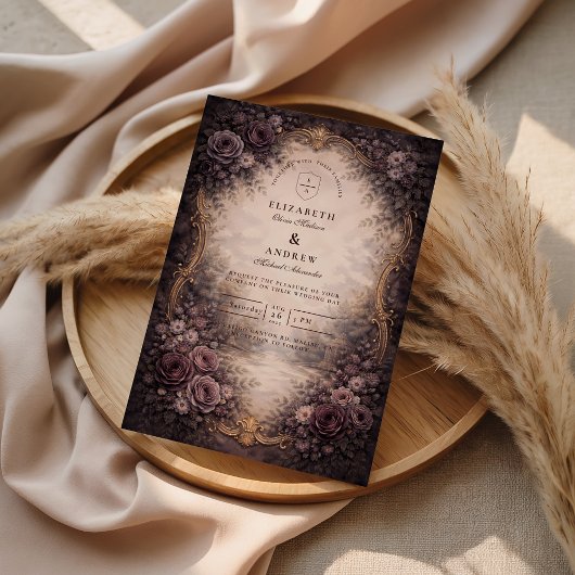 Invitation Gothic Baroque Rose Wedding