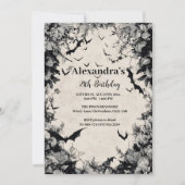 Invitation Gothic Bats & Roses Birthday (Devant)