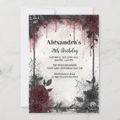 Invitation Gothic Blood Roses Birthday (Devant)