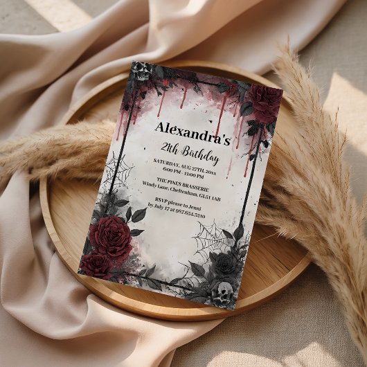 Invitation Gothic Blood Roses Birthday