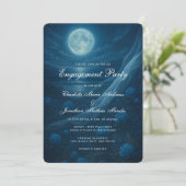 Invitation Gothic Blue Beach Moon Skeleton Engagement Party (Debout devant)