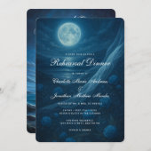 Invitation Gothic Blue Beach Moon Skeleton Rehearsal Dinner (Devant / Derrière)