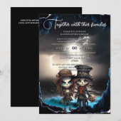 Invitation Gothic bride groom beach theme day dead (Devant / Derrière)
