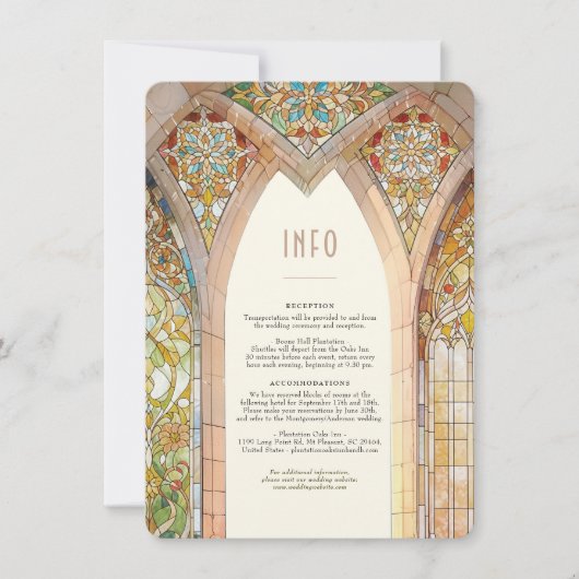 Invitation Gothic Cathedral Stained Glass Info Card (Devant)