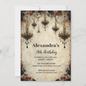 Invitation Gothic Chandelier Roses Birthday (Devant)