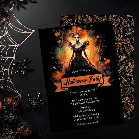 Invitation Gothic Eerie Faerie | Feuilles Soirée Halloween 