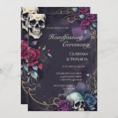 Invitation Gothic Elegant Skull & Rose Handfasting (Devant / Derrière)