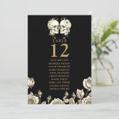 Invitation Gothic Floral Skulls Table Number Seating Chart (Debout devant)