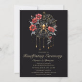 Invitation Gothic Gold & Red Spider Floral Web Handfasting (Devant)
