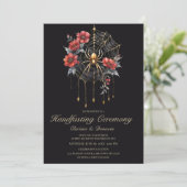 Invitation Gothic Gold & Red Spider Floral Web Handfasting (Debout devant)