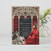 Invitation Gothic Masquerade Quinceañera Red Gold (Debout devant)