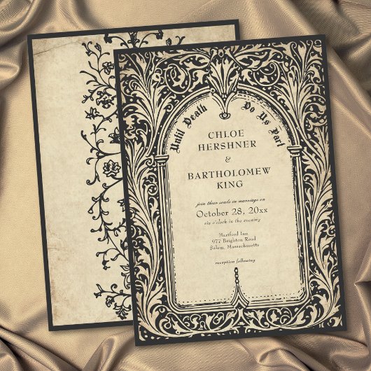 Invitation Gothic Parchment Medieval Until Death Wedding
