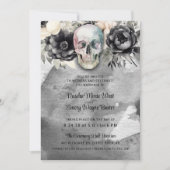 Invitation Gothic Peony & Skull Black Floral Wedding (Devant)