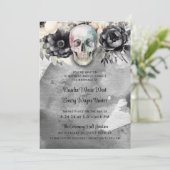 Invitation Gothic Peony & Skull Black Floral Wedding (Debout devant)