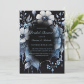 Invitation Gothic Powder Blue Floral Spider Web Bridal Shower (Debout devant)