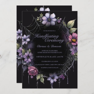 Invitation Gothic Purple Spider Floral Web Handfasting