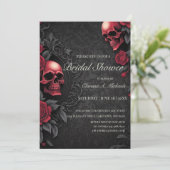 Invitation Gothic Red & Black Skull & Rose Bridal Shower (Debout devant)