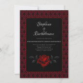 Invitation Gothic Red Damask Rose Wedding (Devant)