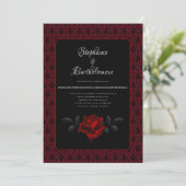 Invitation Gothic Red Damask Rose Wedding (Debout devant)