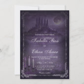 Invitation Gothic Romance Wedding Purple Silver Velvet  (Devant)