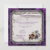 Invitation Gothic Roses & Black Damask 25e Anniversaire (Dos)