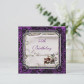 Invitation Gothic Roses & Black Damask 55e Anniversaire (Debout devant)