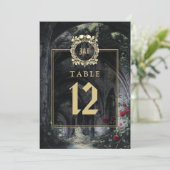 Invitation Gothic Ruins Floral Monogram Table Number (Debout devant)
