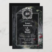 Invitation Gothic Ruins Monogram All In One QR Code Wedding (Devant / Derrière)