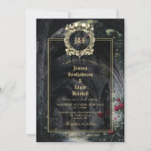Invitation Gothic Ruins Monogram All In One QR Code Wedding (Devant)