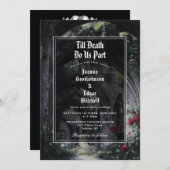 Invitation Gothic Ruins Roses Floral All In One Wedding (Devant / Derrière)