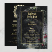 Invitation Gothic Ruins Roses Floral All In One Wedding (Devant / Derrière)