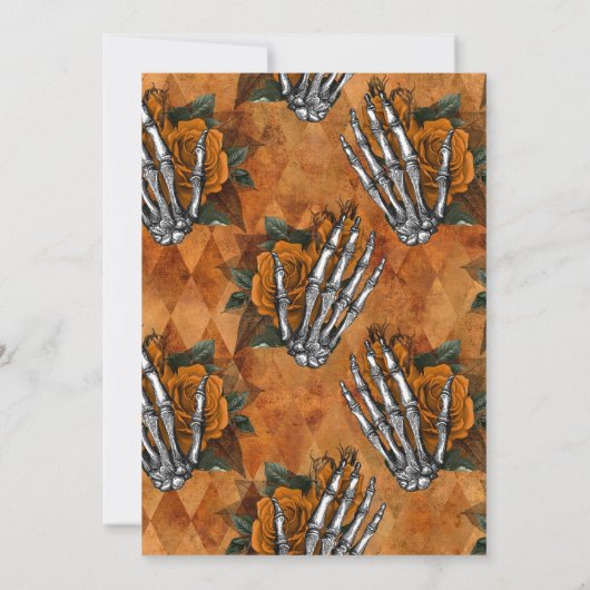 Invitation Gothic Skeleton Hand & Orange Rose Fête de Couple (Dos)