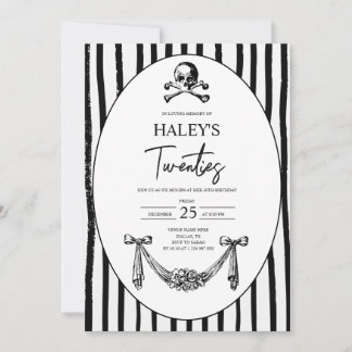 Invitation Gothic Skull Death to My 20s Funeral 30th Birthday