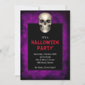Invitation Gothic Skull Purple Grunge Halloween Party (Devant)