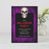 Invitation Gothic Skull Purple Grunge Halloween Party (Debout devant)