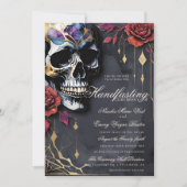 Invitation Gothic Skull & Red Roses Halloween Handfasting (Devant)