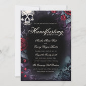 Invitation Gothic Skull & Roses Purple Black Handfasting (Devant)
