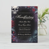Invitation Gothic Skull & Roses Purple Black Handfasting (Debout devant)