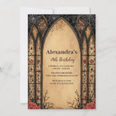 Invitation Gothic Stained Arch Rose Birthday (Devant)