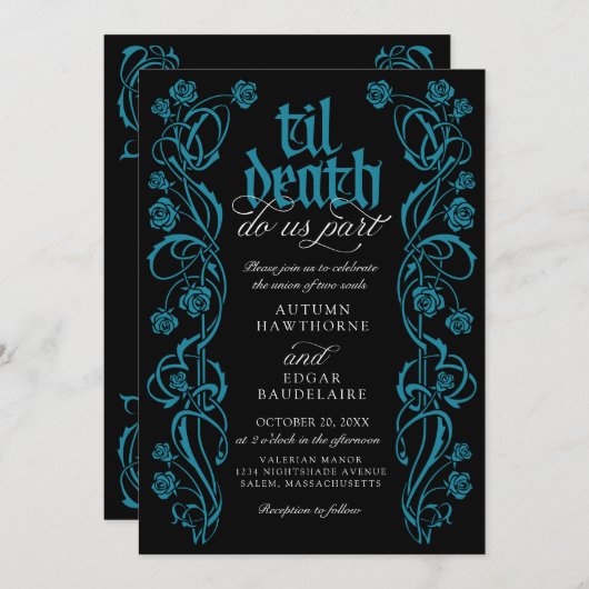 Invitation Gothic Til Death Wedding (Devant / Derrière)