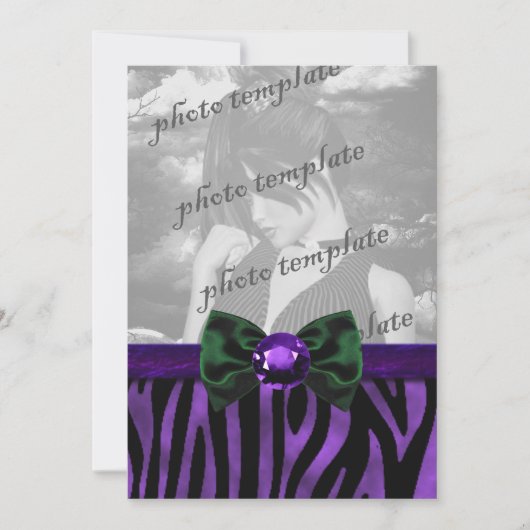 Invitation gothique à arc bow bijou Zèbre Violet (Devant)