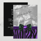 Invitation gothique à arc bow bijou Zèbre Violet (Devant / Derrière)