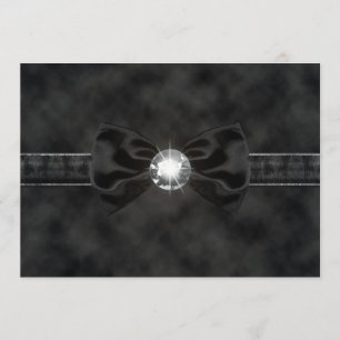 Invitation gothique à noeud papillon noir diamant