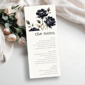 Invitation Gothique Aquarelle noire Rose noir Menu Mariage